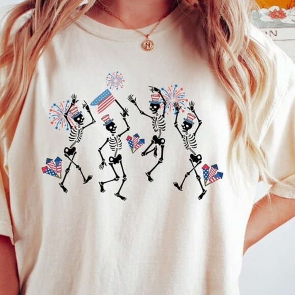 Tops - 4th of July Skellies Dancing Skeleton Shirt